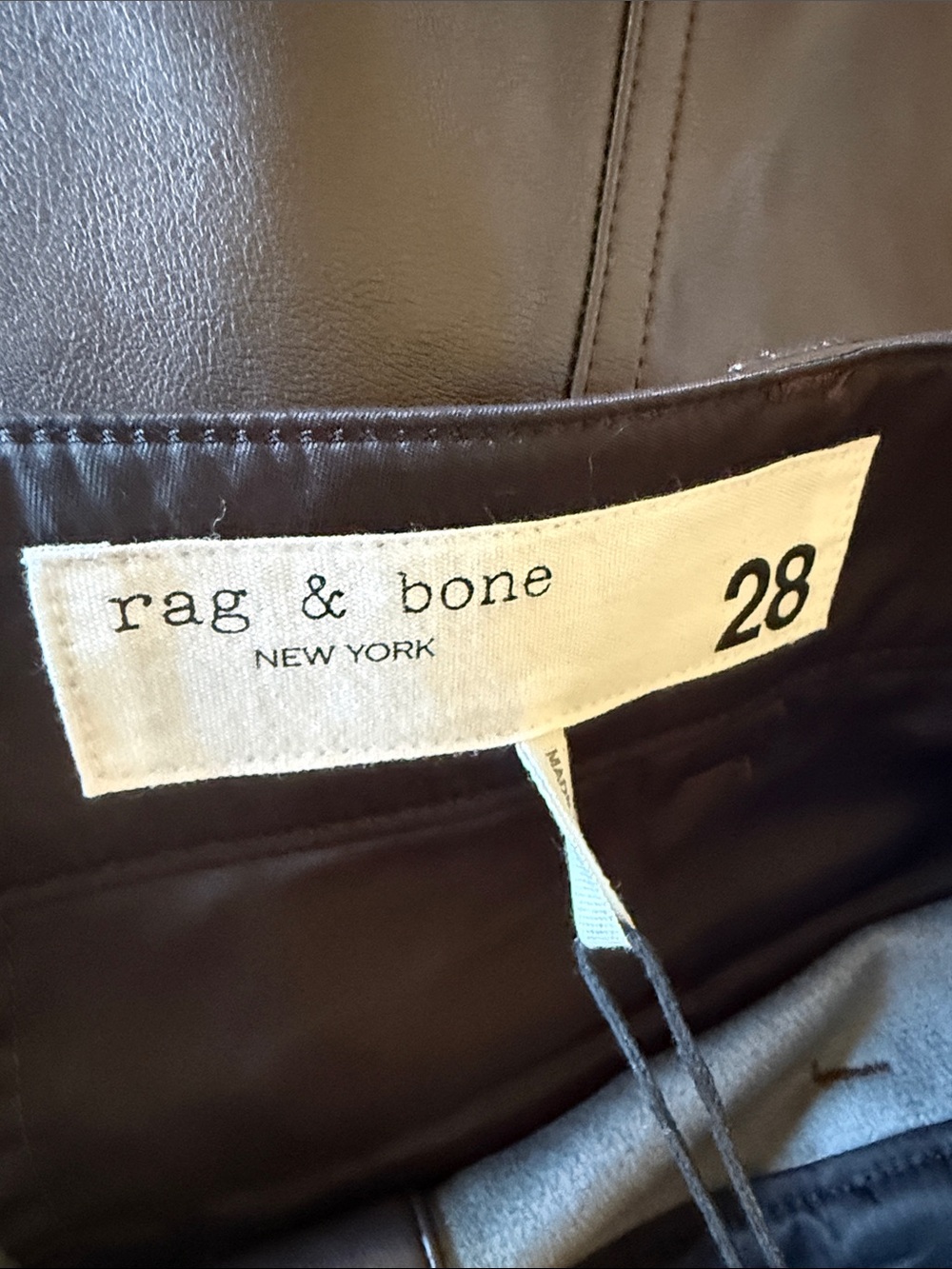 NWT $288 Rag & Bone Rayne Faux Dark brown Leather Skirt Size- 28 - Picture 9 of 9